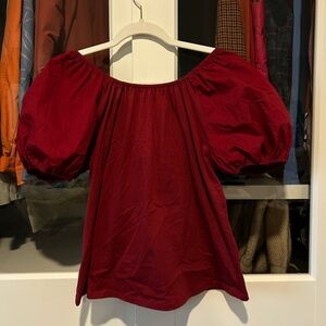 Red Off-Shoulder Puff Sleeve Top